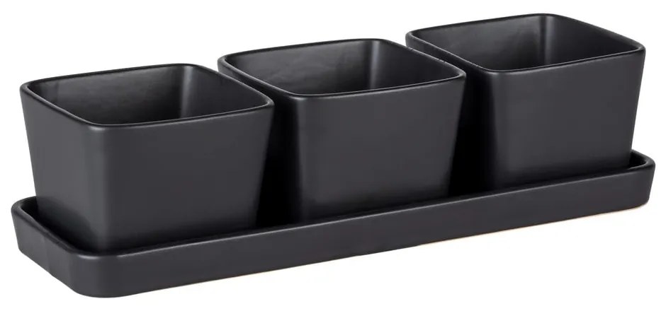 Ceramiczne miski do serwowania zestaw 3 szt. w kolorze matowej czerni Snack &amp; Dip – Wenko