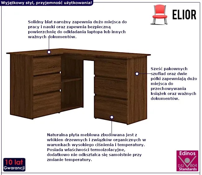 Biurko narożne w kolorze brązowego dębu B6-L83