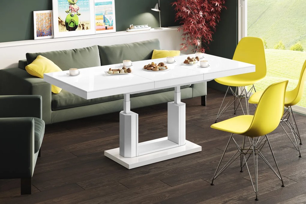 Ławostół z podnoszonym i rozkładanym blatem Quadro Lux biały