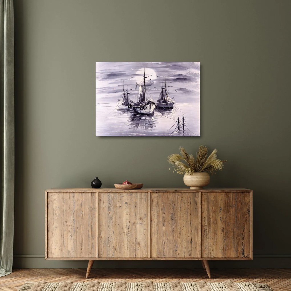 Obraz na szkle - Port, obraz olejny (70x50 cm)