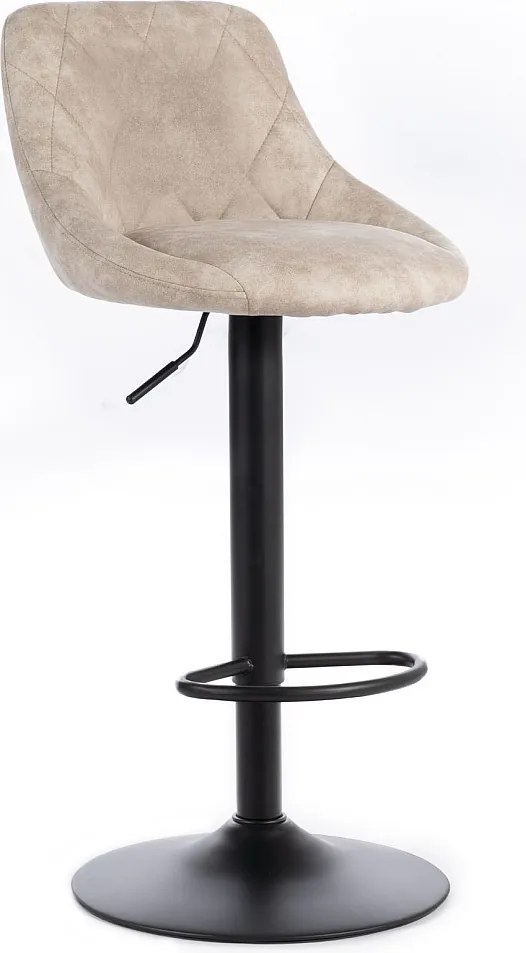 Zestaw 2 nowoczesnych wysokich krzeseł "Tema" w beżowej tkaninie, tapicerowanych, z podnóżkiem, 50x45 cm, 84 wys.