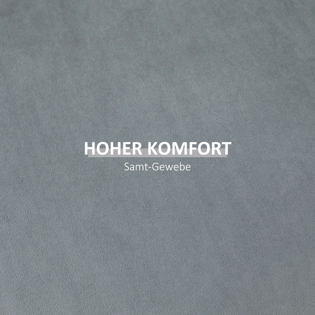 HOMCOM Pufa Aksamitna 2 w 1 z Przestrzenią na Przechowywanie Szary Ø44cm x 47,5cm | Aosom PL