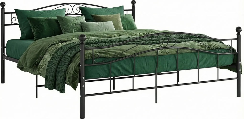 Metalowe czarne łóżko w stylu loftowym 160x200 cm R1-G47