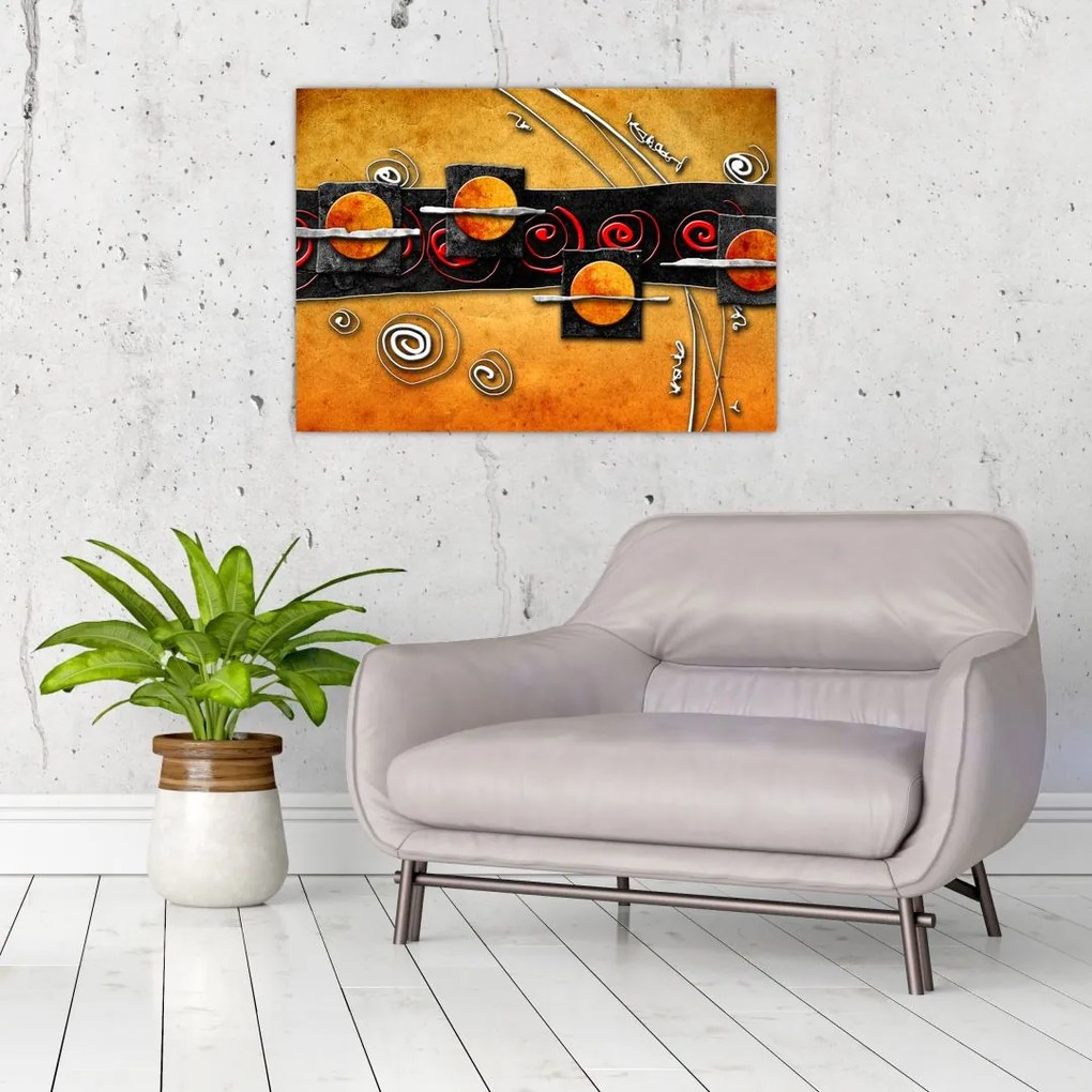 Abstrakcyjny obraz - Planety (70x50 cm)