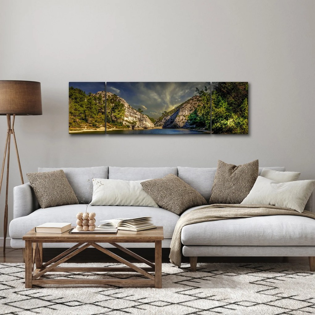 Obraz krajobrazu z jeziorem (170x50 cm)