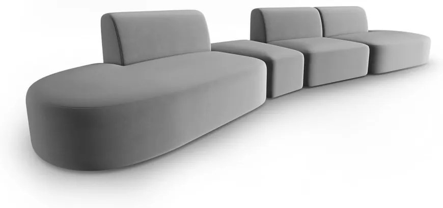 Szara aksamitna sofa lewostronna 428 cm Paolo – Milo Casa