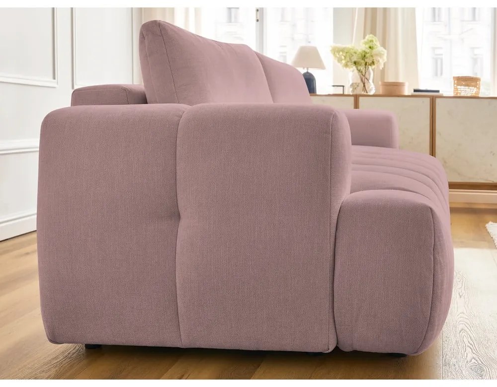 Różowa rozkładana/ze schowkiem sofa 251 cm Fuji – Bobochic Paris