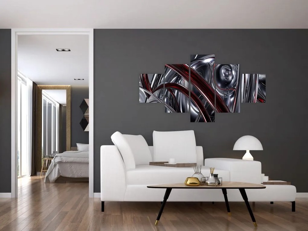 Obraz szarej abstrakcji (125x70 cm)