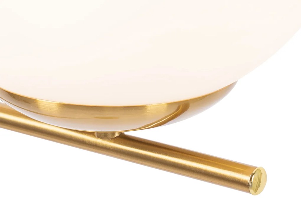 Lampa podłogowa w stylu art deco złota i opalowe szkło - Flore