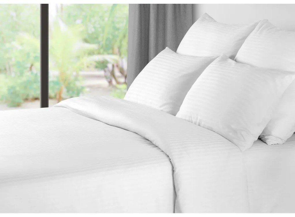 PrzytulneMieszkanie.pl PrzytulneMieszkanie.pl Hotelowa pościel z mikrowłókna JASMINE biała - pasek 2 cm Rozmiar pościeli: 70 x 90 cm | 140 x 200 cm