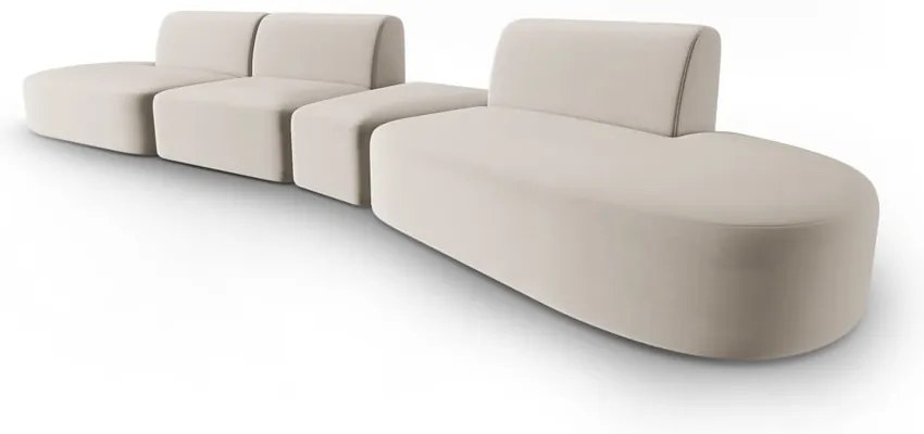 Beżowa aksamitna sofa prawostronna 428 cm Paolo – Milo Casa