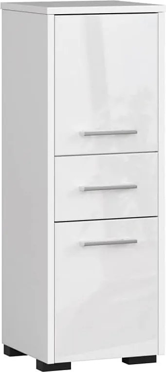 Kolumna łazienkowa, 2 drzwi, 1 szuflada, 140 x 30 x 30 cm, biały matowy, biały błyszczący