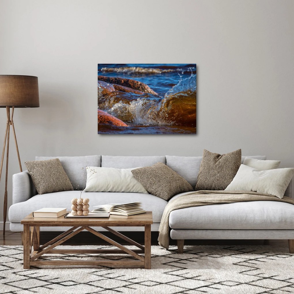 Szczegółowy obraz - woda między kamieniami (70x50 cm)
