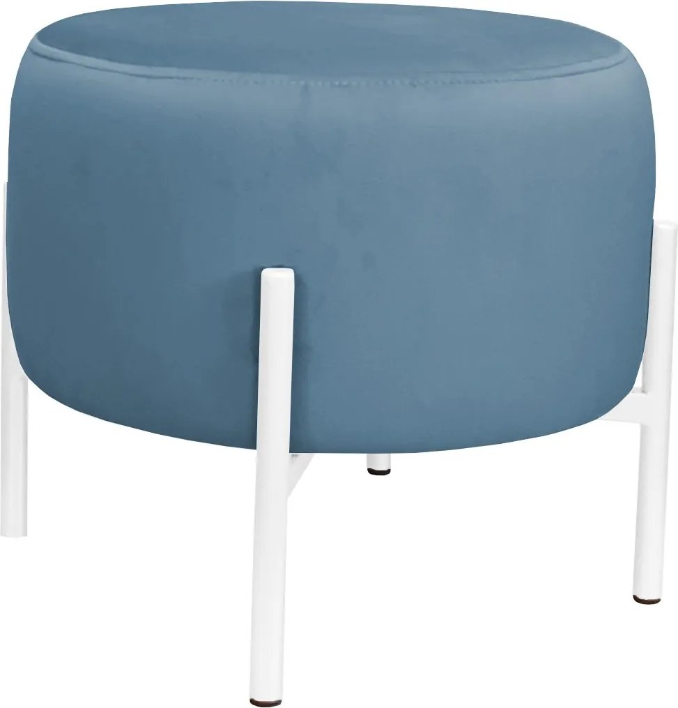 Pufa OLA loft ławka podnóżek metal : Kolor Stelaża - Biały, Kolor tkaniny - VELVET - MG33, Typ tkaniny - Velvet