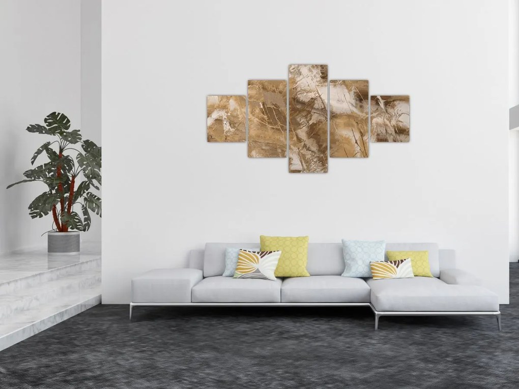 Obraz - Brązowa abstrakcja (125x70 cm)