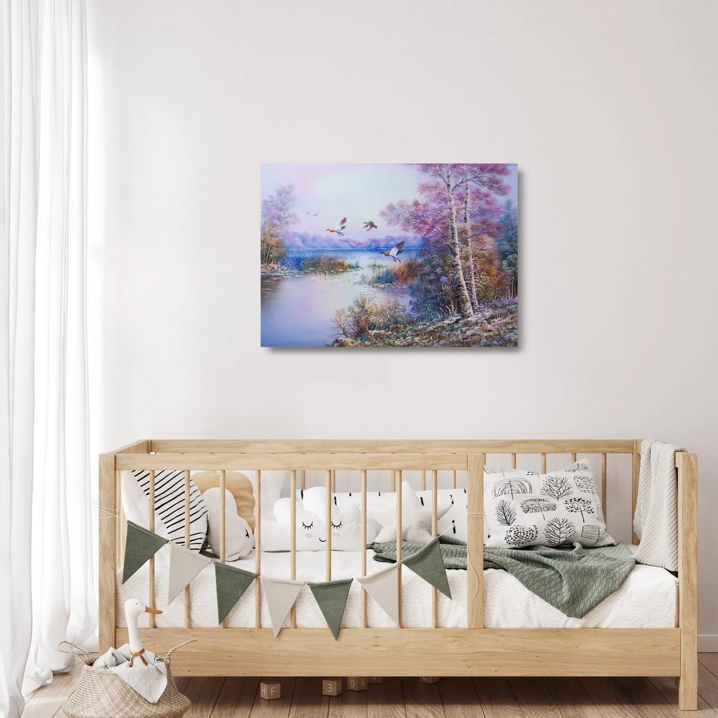 Obraz na szkle - Idzie jesień, obraz olejny (70x50 cm)