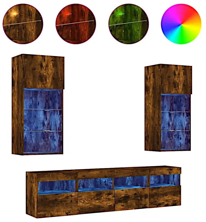 5-częściowy zestaw mebli w kolorze przydymionego dębu - Ramoni