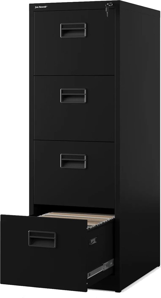 Metalowa szafka kartotekowa 46x62x132 cm Sara V4, czarna