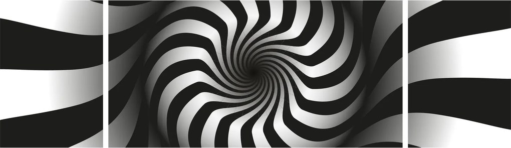 Abstrakcyjny obraz czarno - białej spirali (170x50 cm)