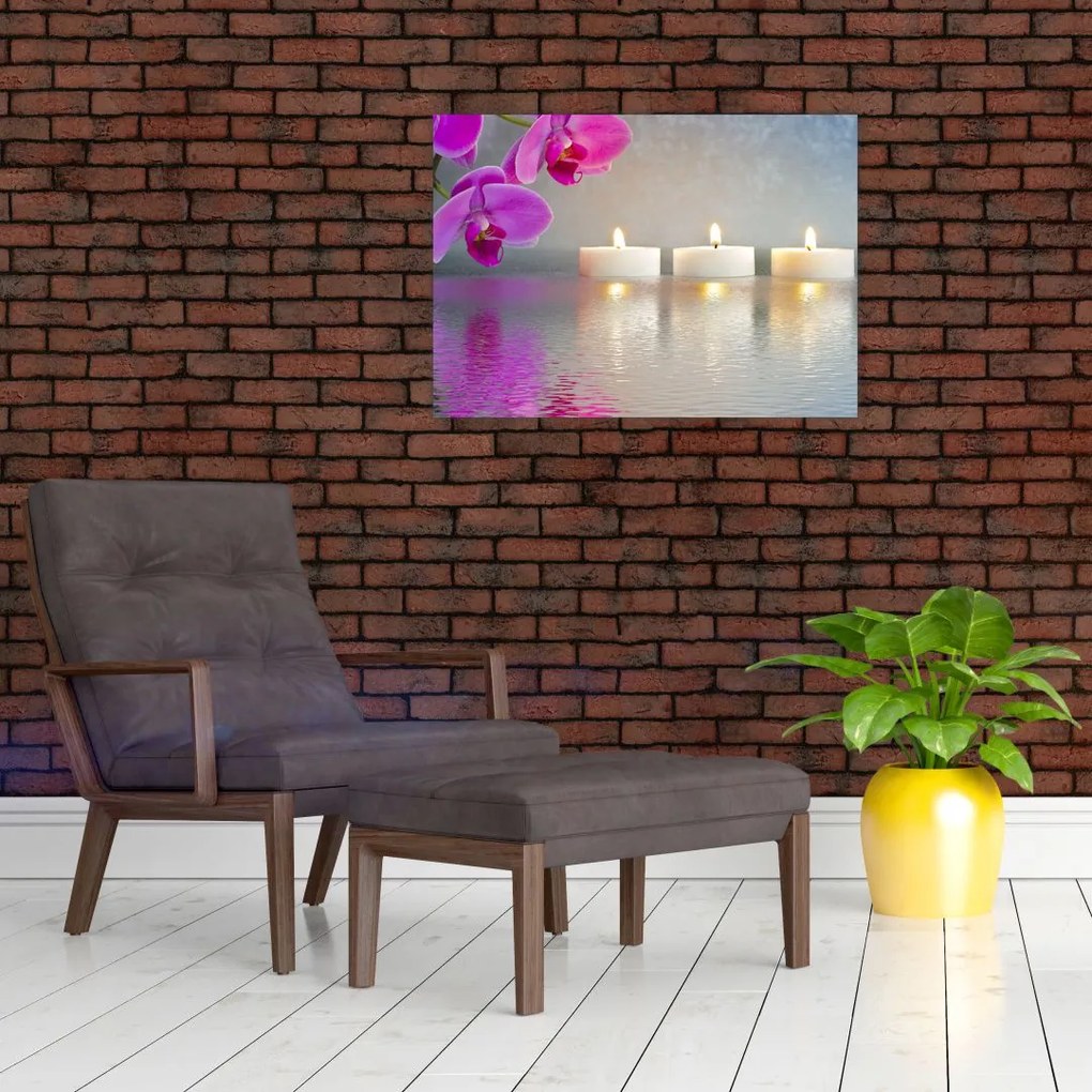 Obraz świec na wodzie (70x50 cm)