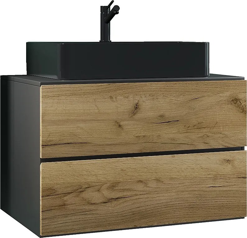 umywalka do mebli łazienkowych Lendas Antracyt / dąb miodowy W. 52 x S. 80 x G. 52 cm