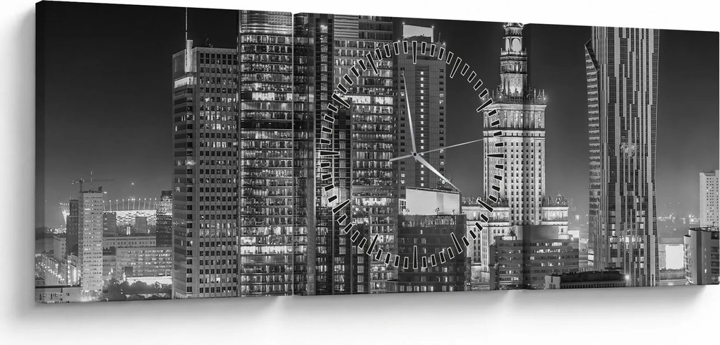 Obraz - Czarny i biały Nowy Jork (z zegarem) (90x30 cm)