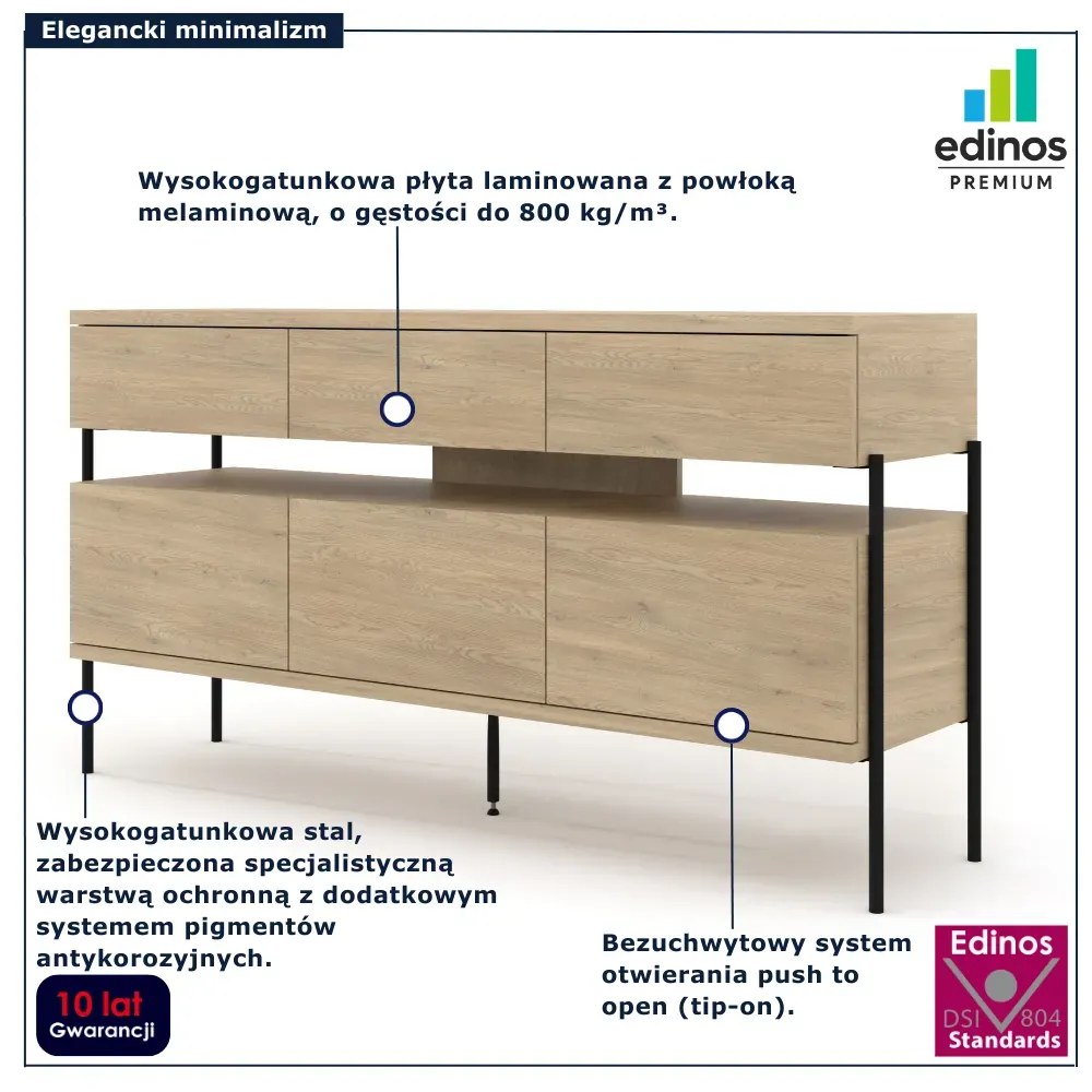 Loftowa komoda na nóżkach dąb cremona G7-H04