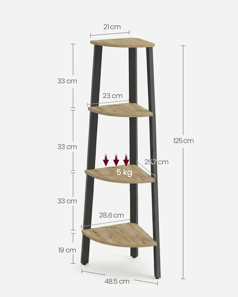 Narożny regał TAYLOR ARTISAN 4 półki, 125x34cm