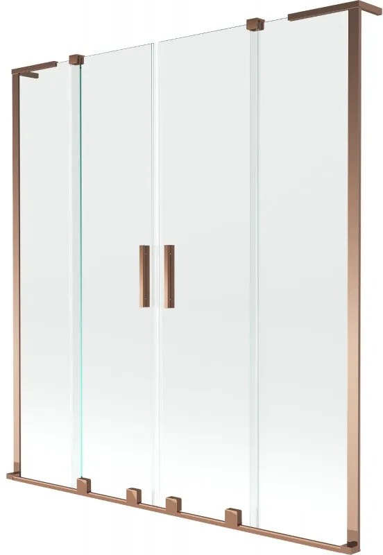 Mexen Velar L Duo parawan nawannowy 2-skrzydłowy rozsuwany 140 x 150 cm, transparent, różowe złoto - 896-140-003-02-60