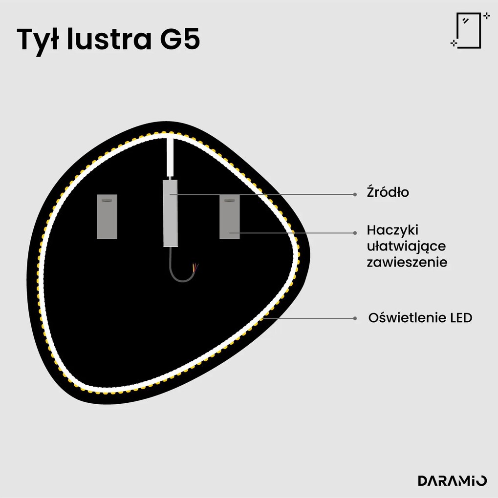 Lustro łazienkowe LED w kształcie kamienia G5