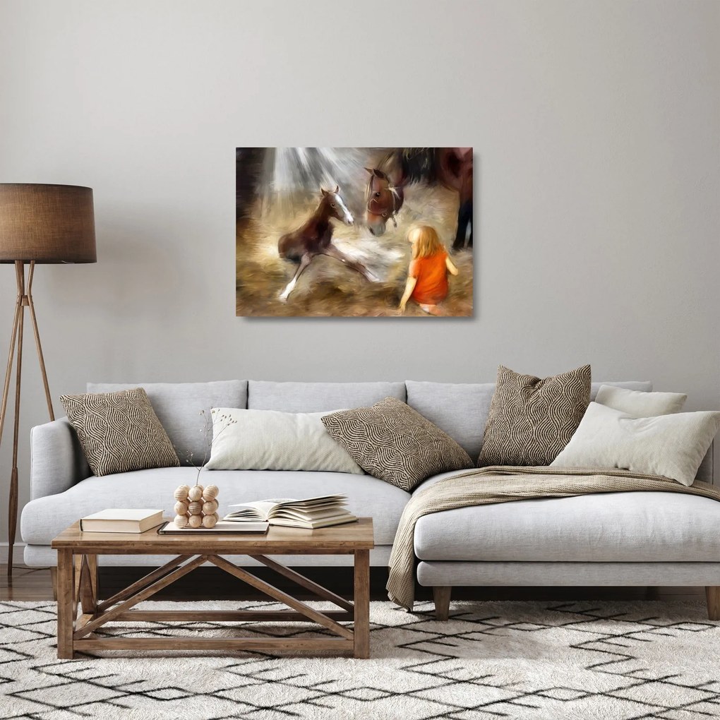 Obraz na szkle - Witaj na świecie, źrebaku (70x50 cm)