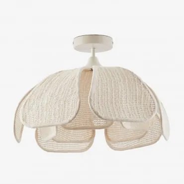 Plafon Sufitowy Z Lnu Vidson Ø50 Cm & Len I Bawełna Kremowa - Sklum