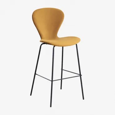 Zestaw 2 Wysokich Stołków Uit ↑75 Cm & Czarny & Aksamitny Mostaza & Aksamitny - Sklum