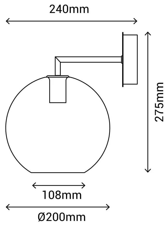 Czarny kinkiet SULION Bogard, ø 20 cm