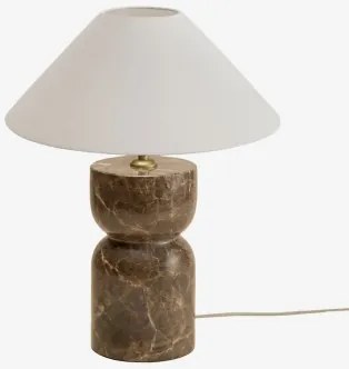 Lampa Stołowa Z Naturalnego Kamienia Diniz Brązowy Marmur Emperador & Biały Matowy Ø35 Cm - ↑15 Cm Graciela - Sklum