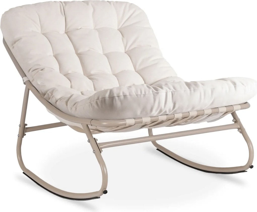 Bujany fotel na taras Aurora z pikowaną poduchą, beżowy, podstawa kaszmir