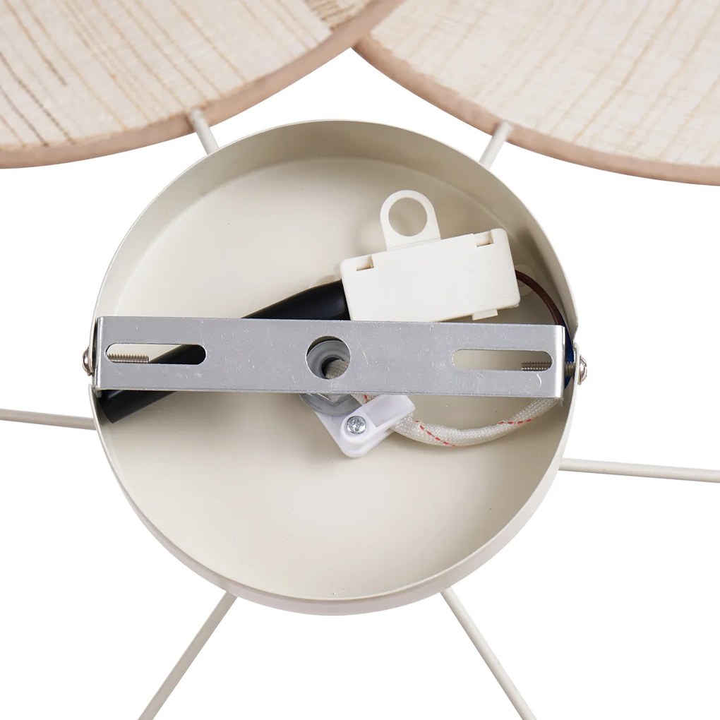Lampa sufitowa Japandi kremowa z lnianym abażurem - Aisha