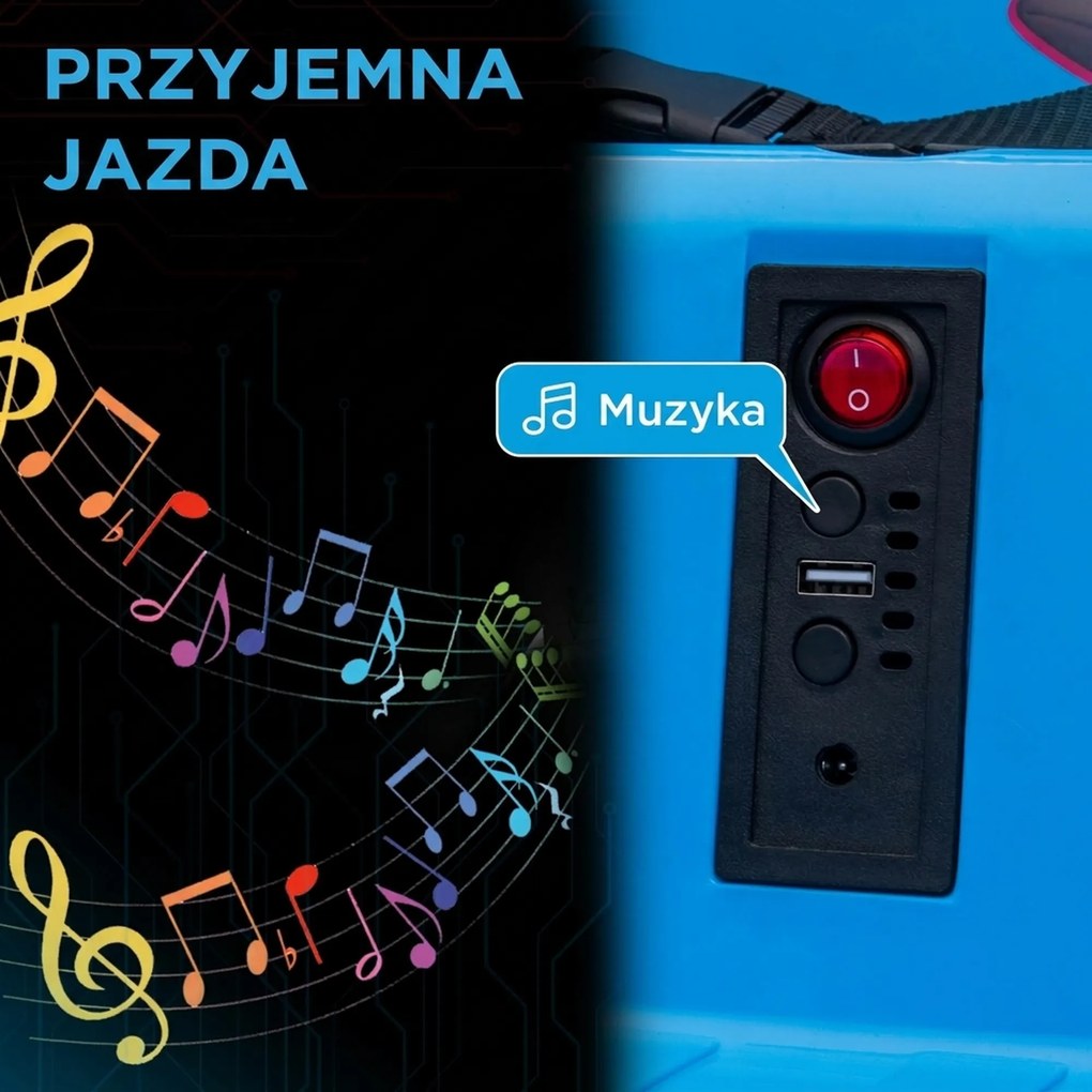 AIYAPLAY Dziecięcy autoscooter, obrót 360°, dla 3-5 lat, z pilotem, muzyką, Niebieski