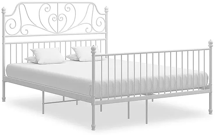 Dwoosobowe białe łóżko metalowe 140x200 cm T0-D56