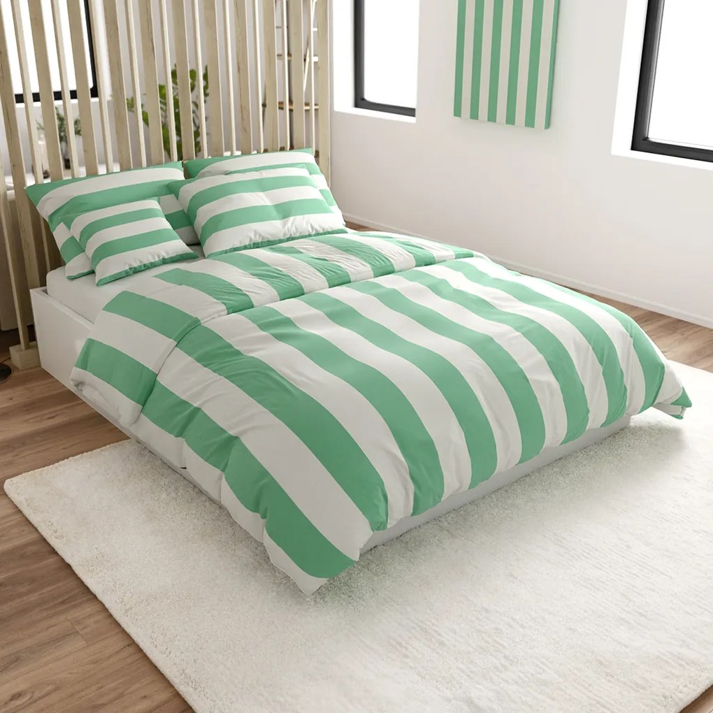 PrzytulneMieszkanie.pl PrzytulneMieszkanie.pl Pościel bawełniana STRIPES biało-zielona Rozmiar pościeli: 70 x 90 cm | 140 x 200 cm