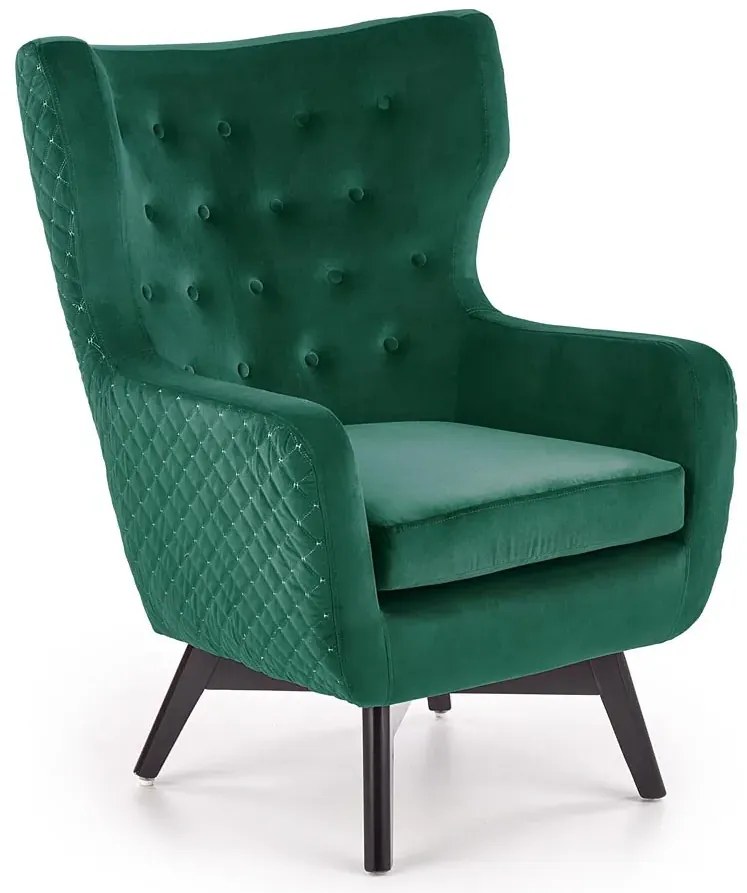 Zielony Welwetowy Fotel Uszak A7-A92