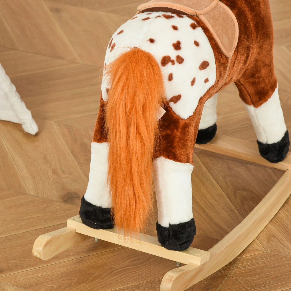 HOMCOM konik na biegunach dla dzieci konik na biegunach bujak rżący różowy