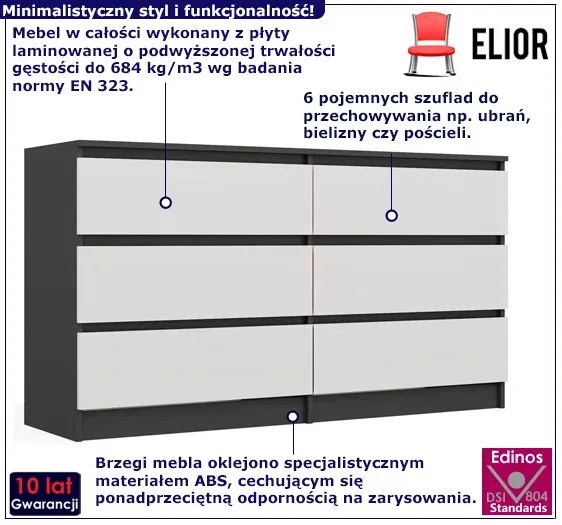 Stylowa komoda z szufladami antracyt + biały S3-R43