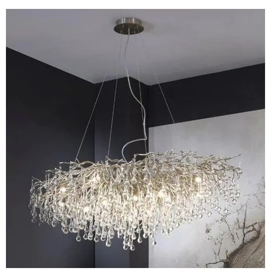 Paul Neuhaus 2031-55 - Żyrandol na lince ICICLE 15xG9/40W/230V 75x150 cm chrom