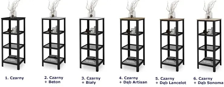 Czarny metalowy regał do salonu - Nessebax 3X