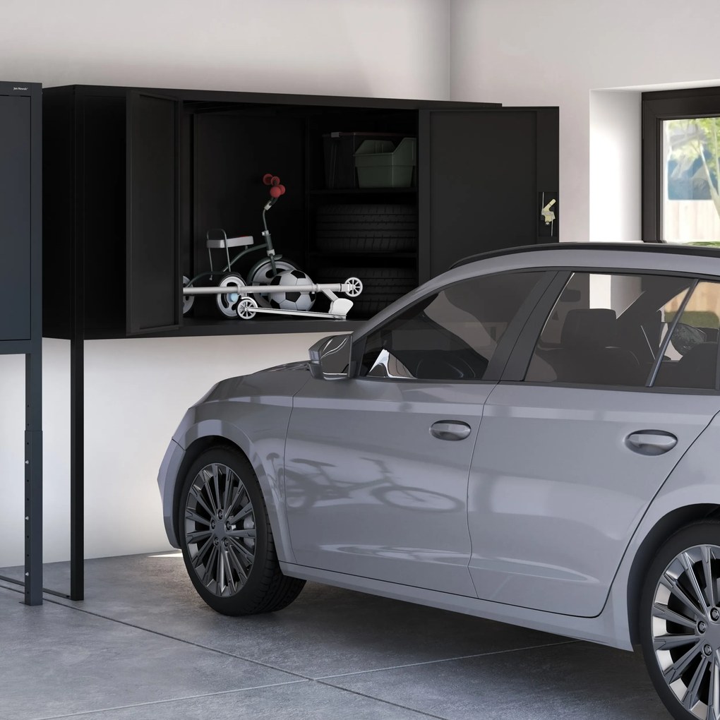 Szafa metalowa do garażu GEORGE, 2250 x 2100 x 900 mm, czarna