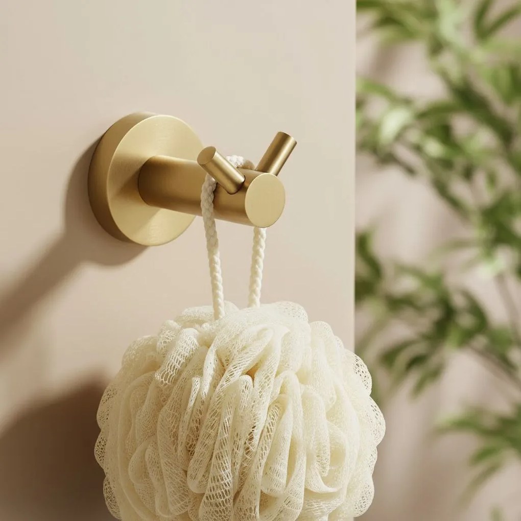 Wieszak łazienkowy Dwuramienny 5605 Leo Złoty Szczotkowany