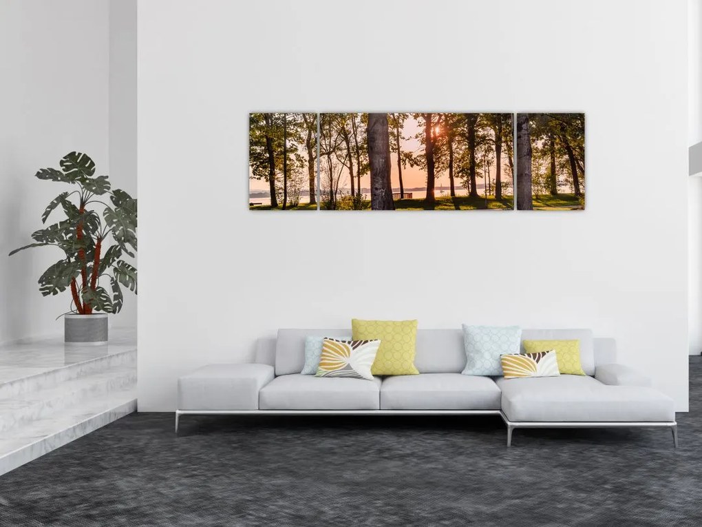 Obraz drzew nad jeziorem (170x50 cm)