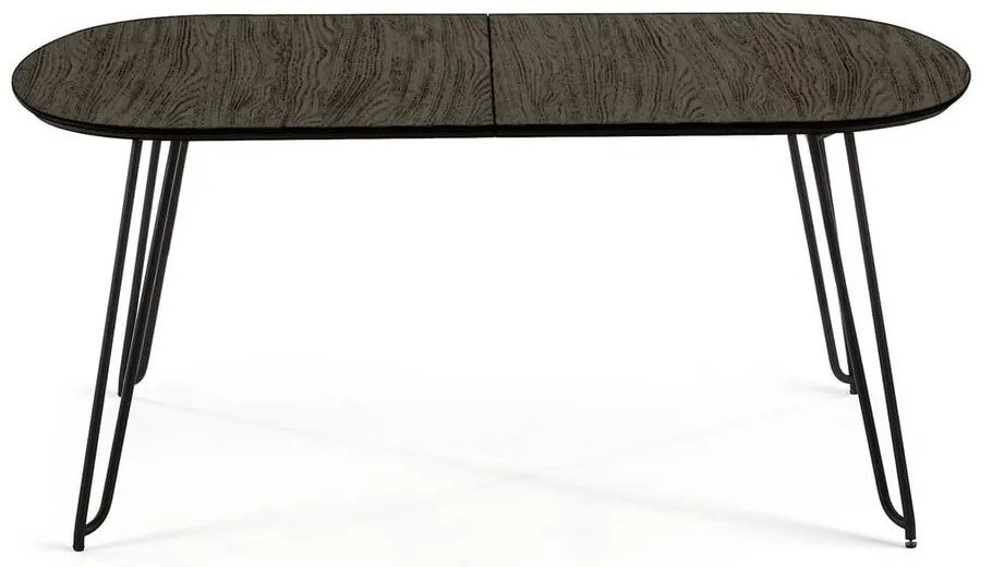 Ciemnobrązowy rozkładany stół z blatem w dekorze jesionu 100x170 cm Milian – Kave Home