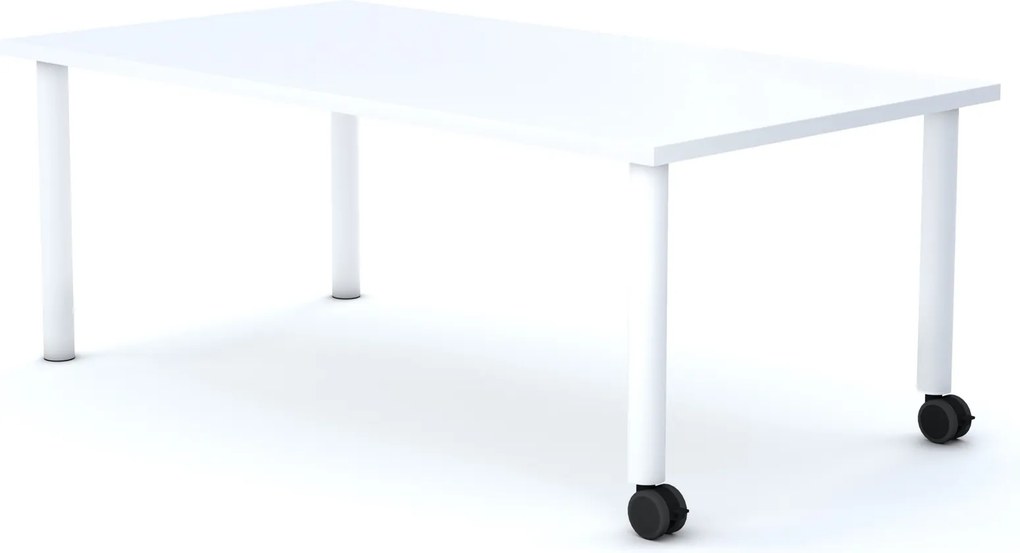 Stolik szkolny na kółkach Move prostokątny 120x75 cm, rozmiar 4-6, blat biały / nogi białe